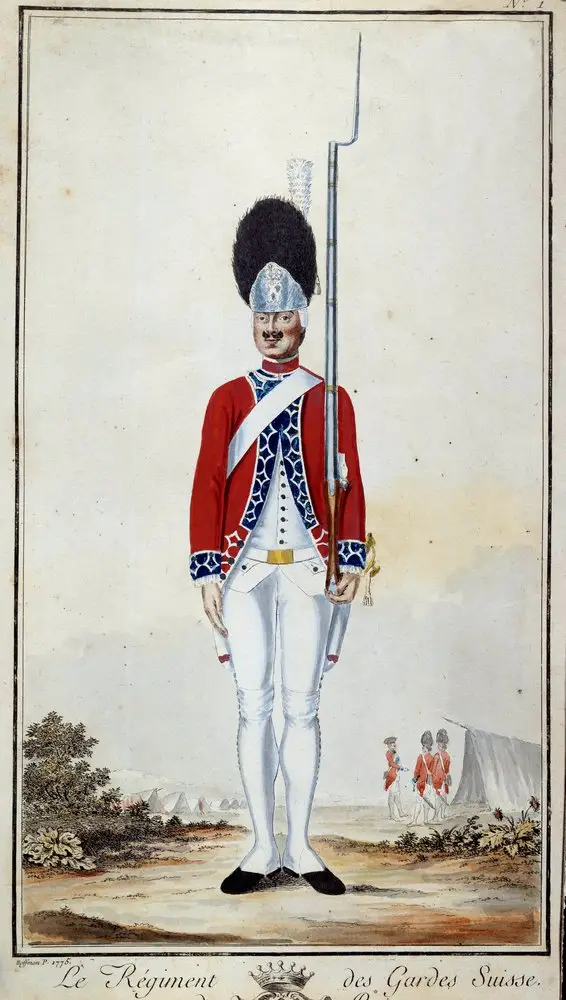 Historic plate depicting a Swiss Guard