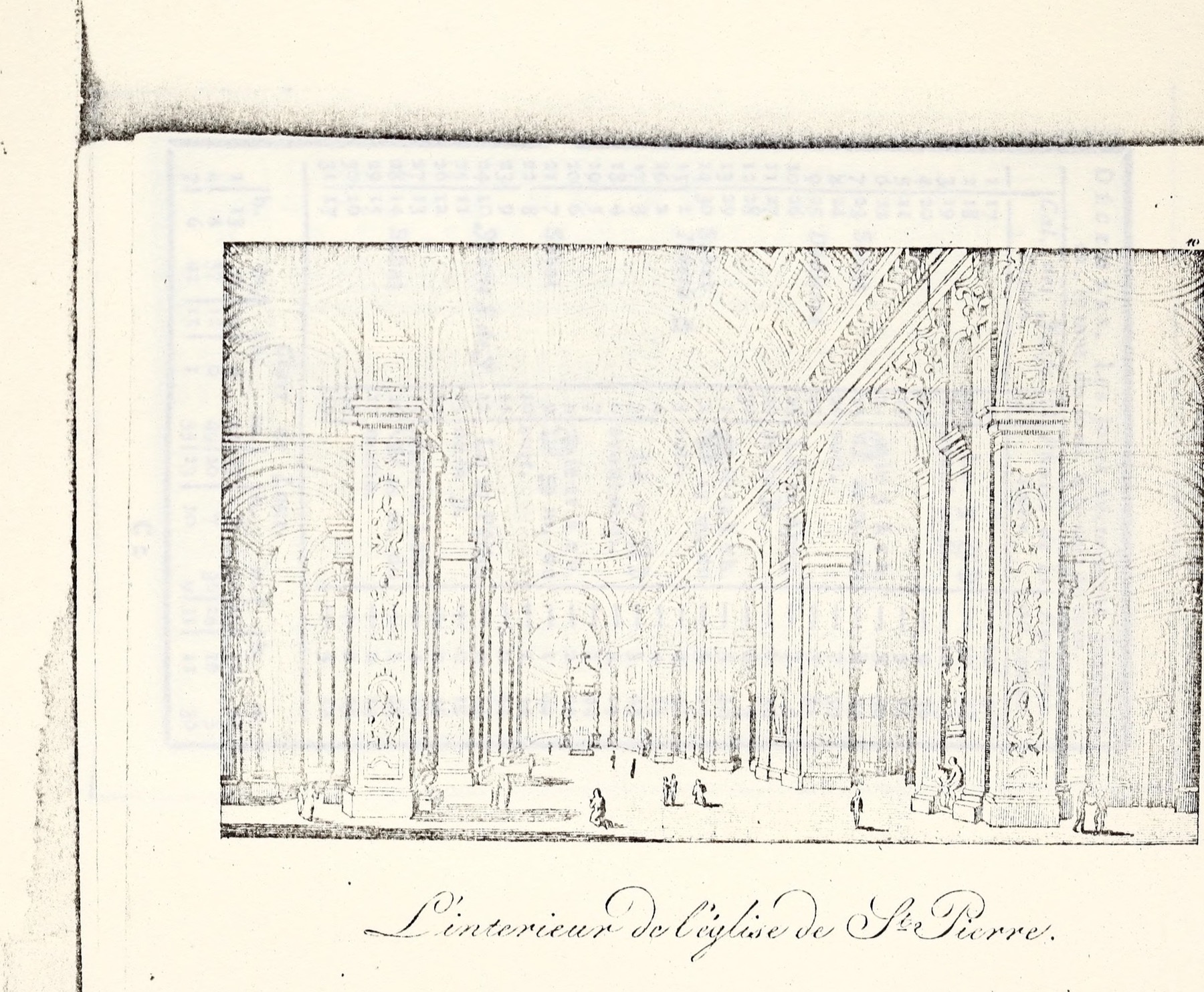 Engraved interior of Saint Peter’s Basilica from the 1822 Almanach de Gotha